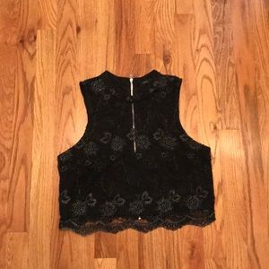 Black Cropped Sparkly Top